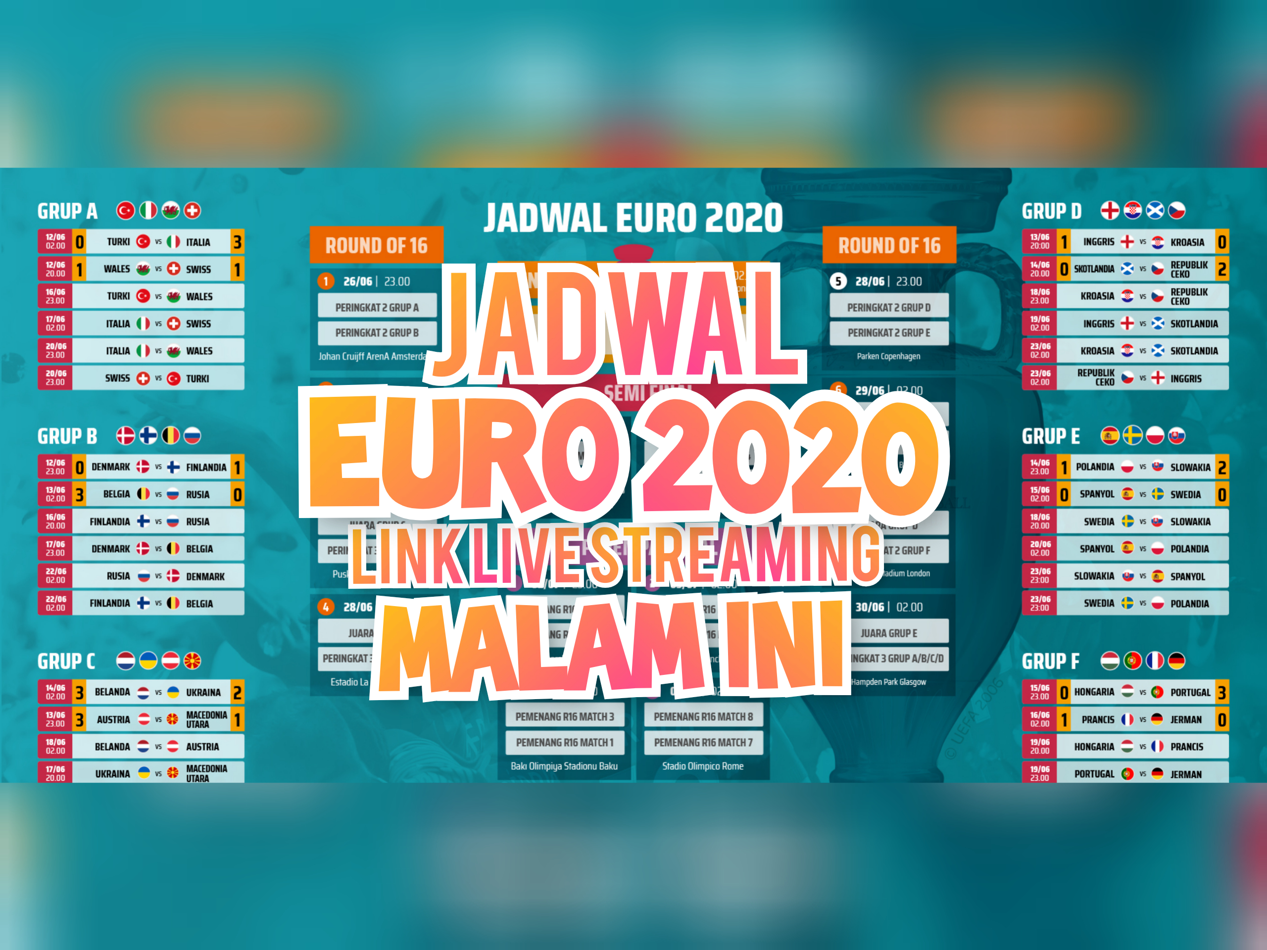 Ini jadwal euro hari JADWAL Semifinal