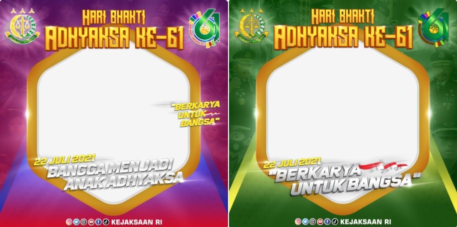 Twibbon Hari Bhakti Adhyaksa Kejaksaan RI ke-61, Bingkai Foto HUT IAD 2021