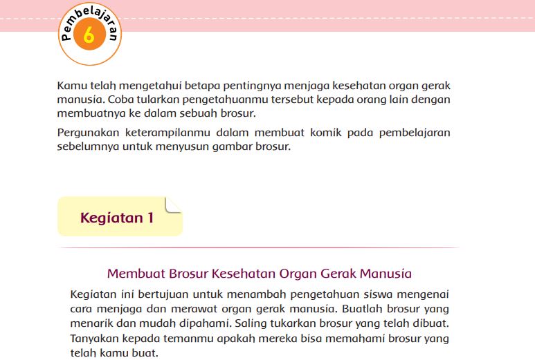 Kunci Jawaban Tema 1 Kelas 5 Halaman 202 203, Karyaku Prestasiku, Membuat Brosur Cara Menjaga Organ Gerak