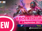 Kode Redeem FF Free Fire Terbaru Hari Ini Awal Bulan, Rabu 1 September 2021