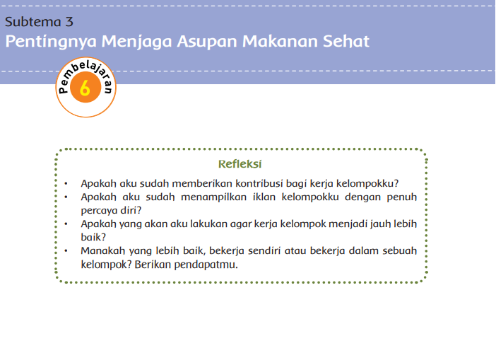 Kunci Jawaban Tema 3 Kelas 5 Halaman 113 114 115 116, Subtema 3: Pentingnya Menjaga Asupan Makanan Sehat, Pembelajaran 6