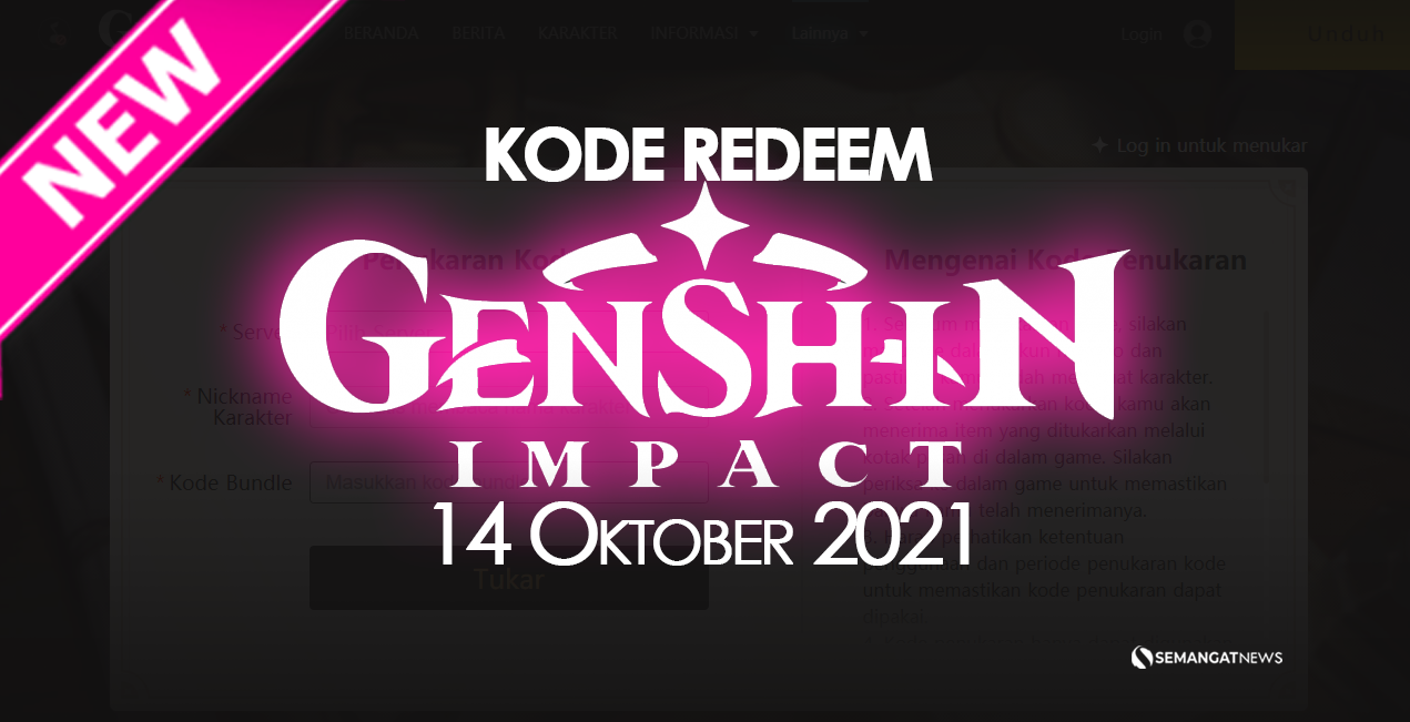 kode redeem Genshin Impact