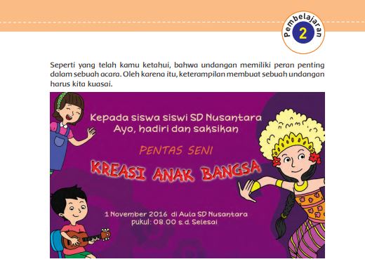 Kunci Jawaban Tema 7 Kelas 5 Halaman 207 dan 208, Subtema 4: Karyaku Prestasiku, Pembelajaran 2, Membuat Surat Undangan