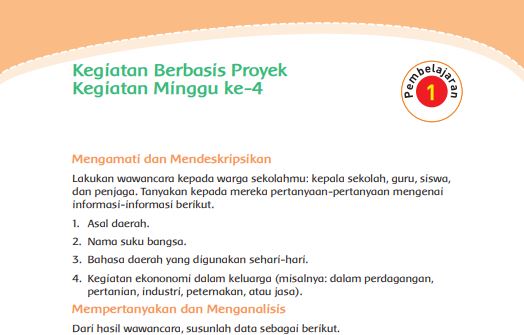Kunci Jawaban Tema 7 Kelas 4 Halaman 135 dan 136, Subtema 4: Kegiatan Berbasis Proyek, Pembelajaran 1