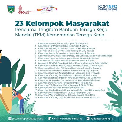 Kemenaker Berikan Bantuan Tenaga Kerja Mandiri Rp. 20 Juta
