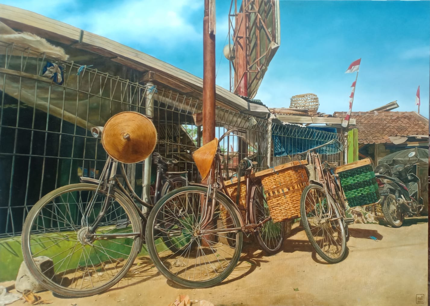 Lukisan Melodia, Berkibarlah Benderaku, 65 x 90 cm, cat minyak, 2022