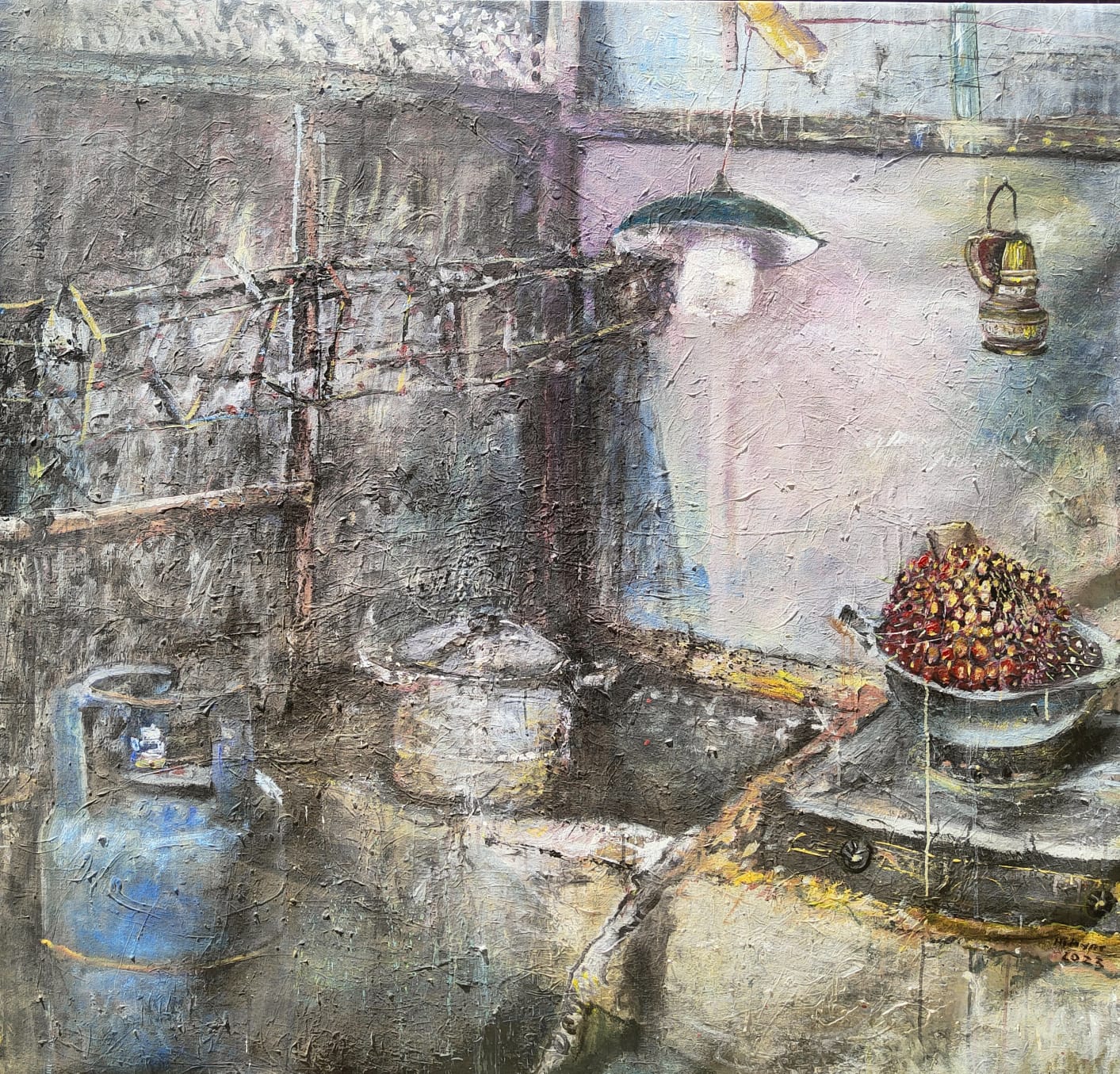 Hidayat di Kincie, Pondasi, 140x148 cm, Akrilik, 2023