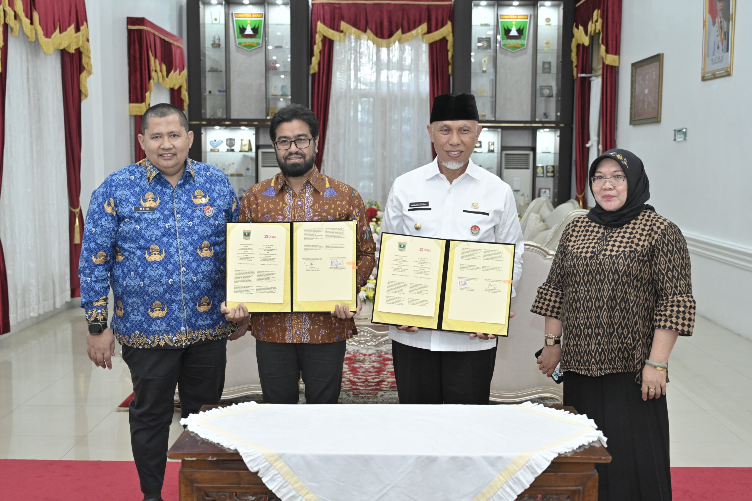 Mahyeldi Ansharullah Tanda Tangan Letter of Intent dengan BRAC, Sumbar Pilot Project Penanggulangan Kemiskinan