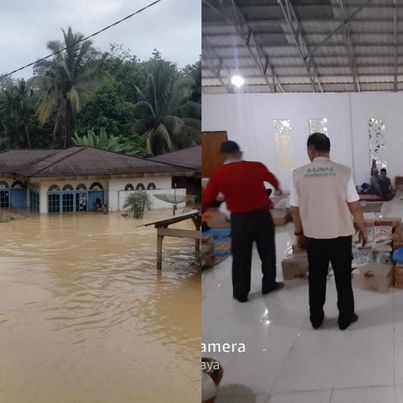 Baznas Dharmasraya Salurkan Bantuan Sembako Untuk Pengungsi Dampak Banjir Koto Salak