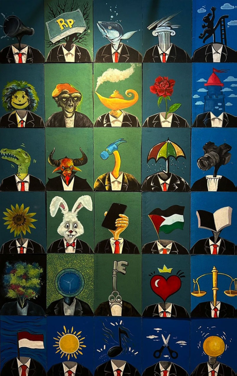 Rullyanto, Tebar Pesona Pesta Demokrasi, Akrilik, 21 x 28 cm, 40 panel