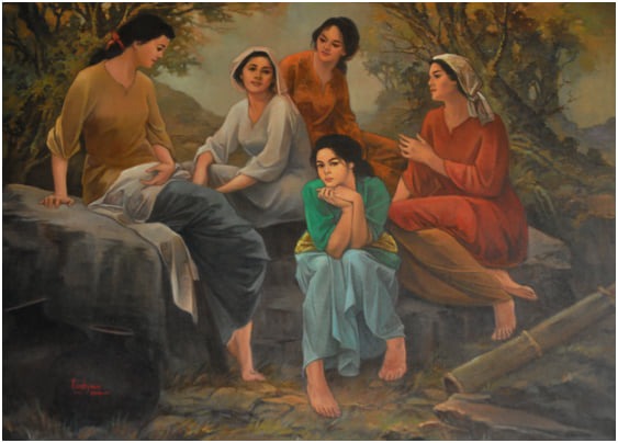 Lukisan Evelyna, Bungo Parawitan, 120x100cm, cat minyak