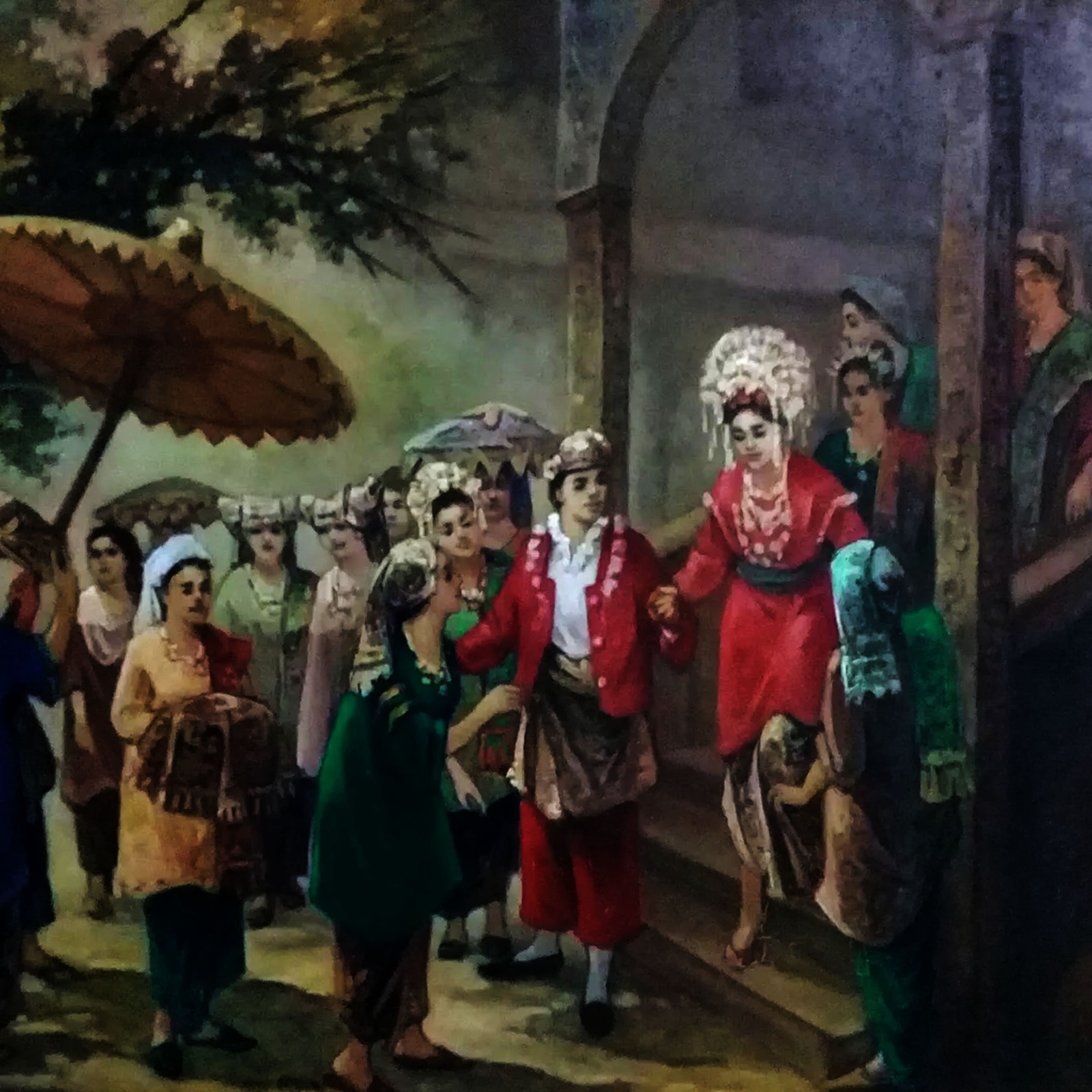 Lukisan Evelyna Dianita, Ma arak Anak Daro jo Marapulai 100 x 120 cm