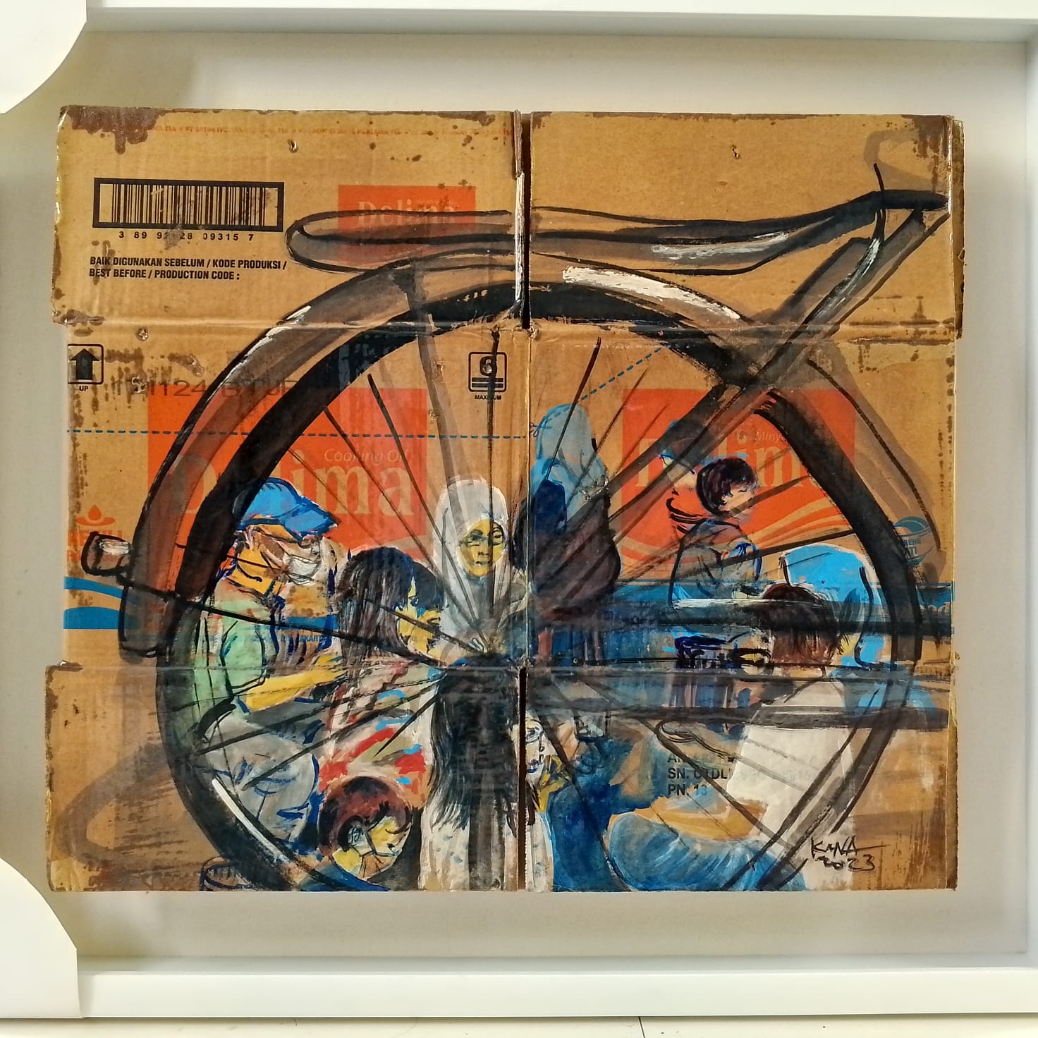 Putaran,Tinta Cina dan acrylic di atas kardus, 2023