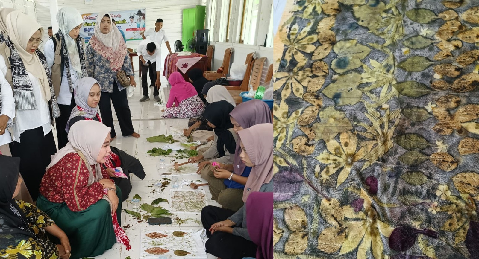 Hajjah Christanti Azis diskusi dengan peserta pelatihan membatik di Nagari Bintungan, Kec. Nan Sabaris, Padang Pariaman