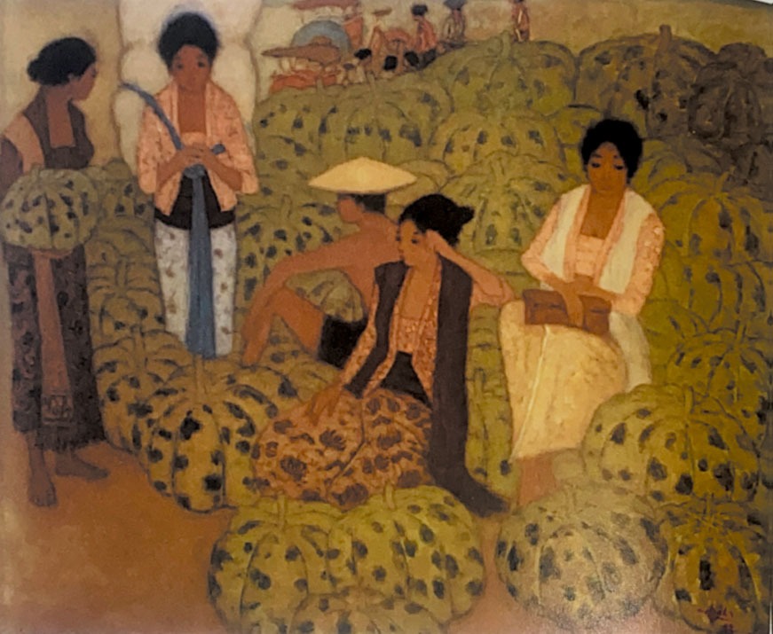 Lukisan Nasjah Jamin “Waluh Hijau”, 90x115 cm, 1992