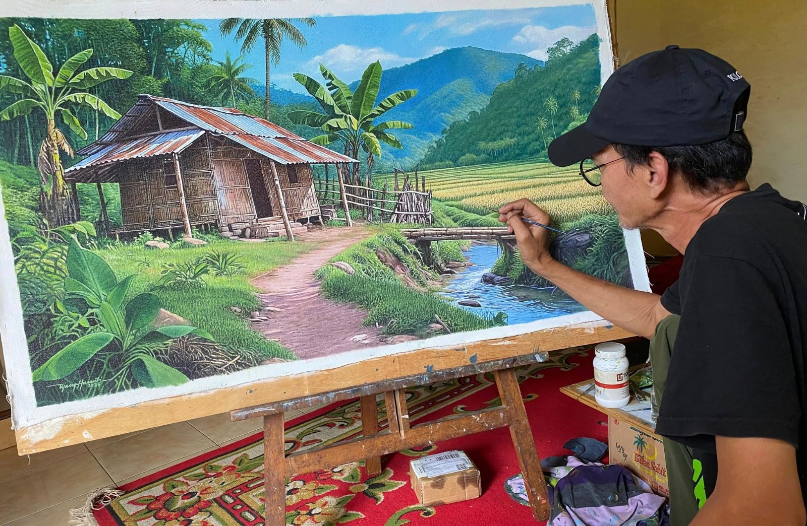 Ujang Hamidi, Melukis Pemandangan Alam