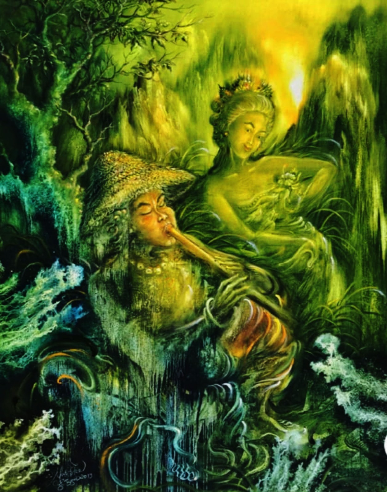 Melodi Senja, 150x120 cm, Cat Minyak di Kanvas, 2019