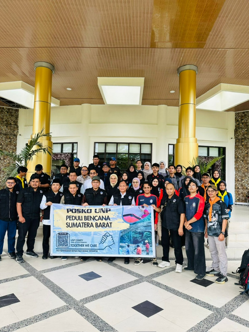 Universitas Negeri Padang Dirikan Posko UNP Peduli Bencana di Tanjung Raya Agam, Rektor Berangkatkan Tim Relawan