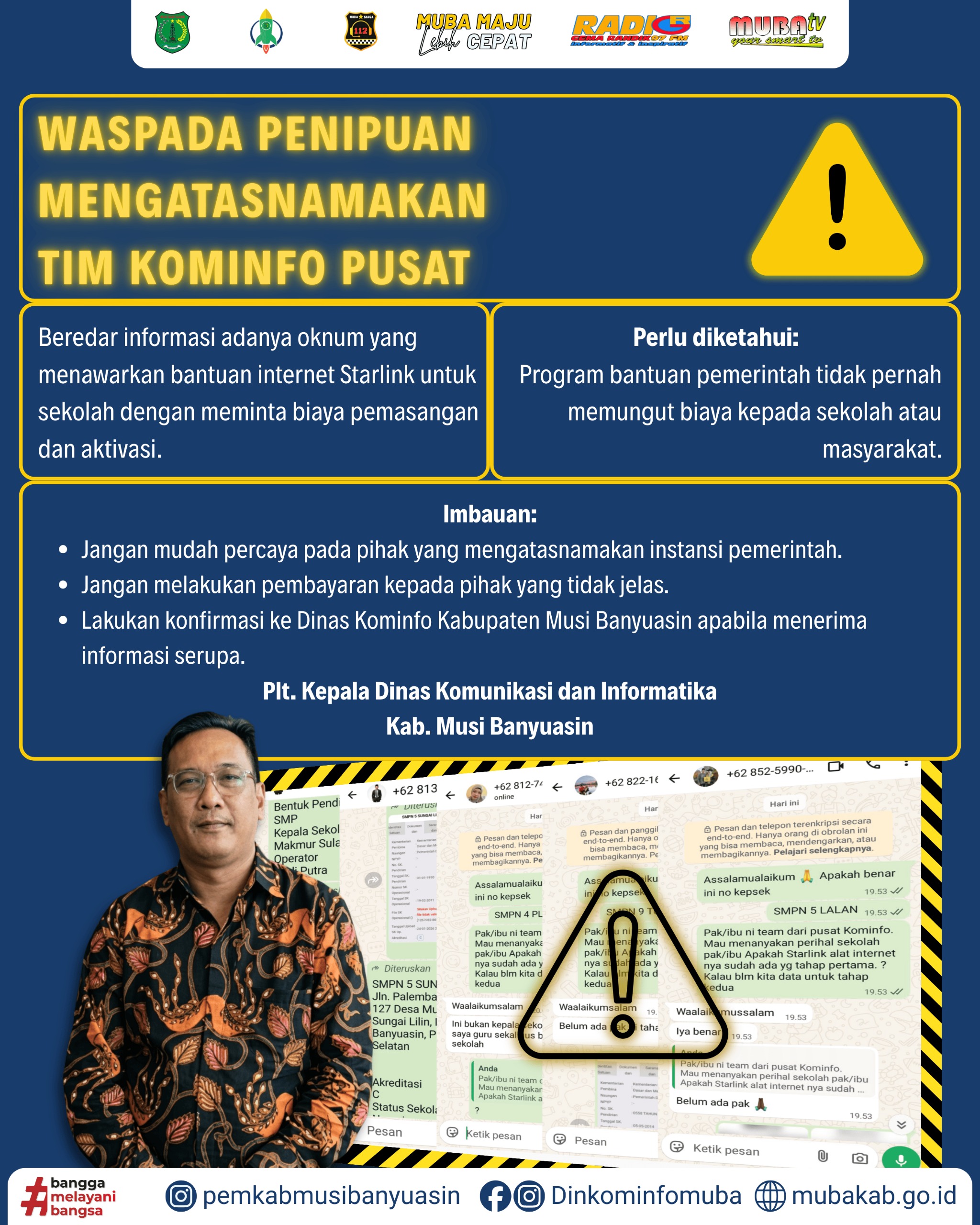 Dinas Kominfo Musi Banyuasin Himbau Sekolah dan Masyarakat Tidak Mudah Percaya Tawaran Bantuan yang Meminta Biaya