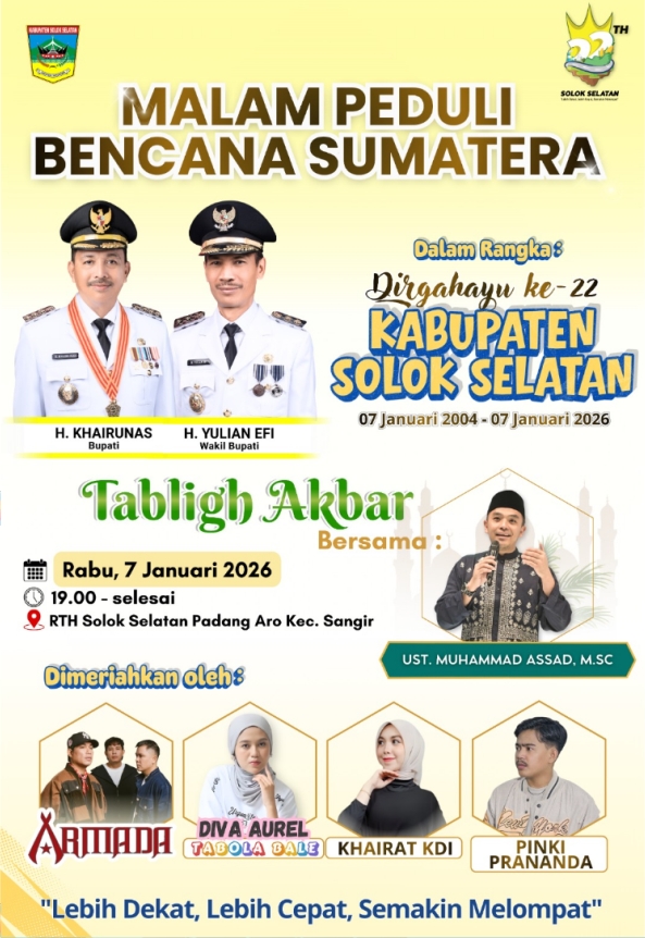 HUT ke-22, Solok Selatan Tema Peduli Bencana Sumatera