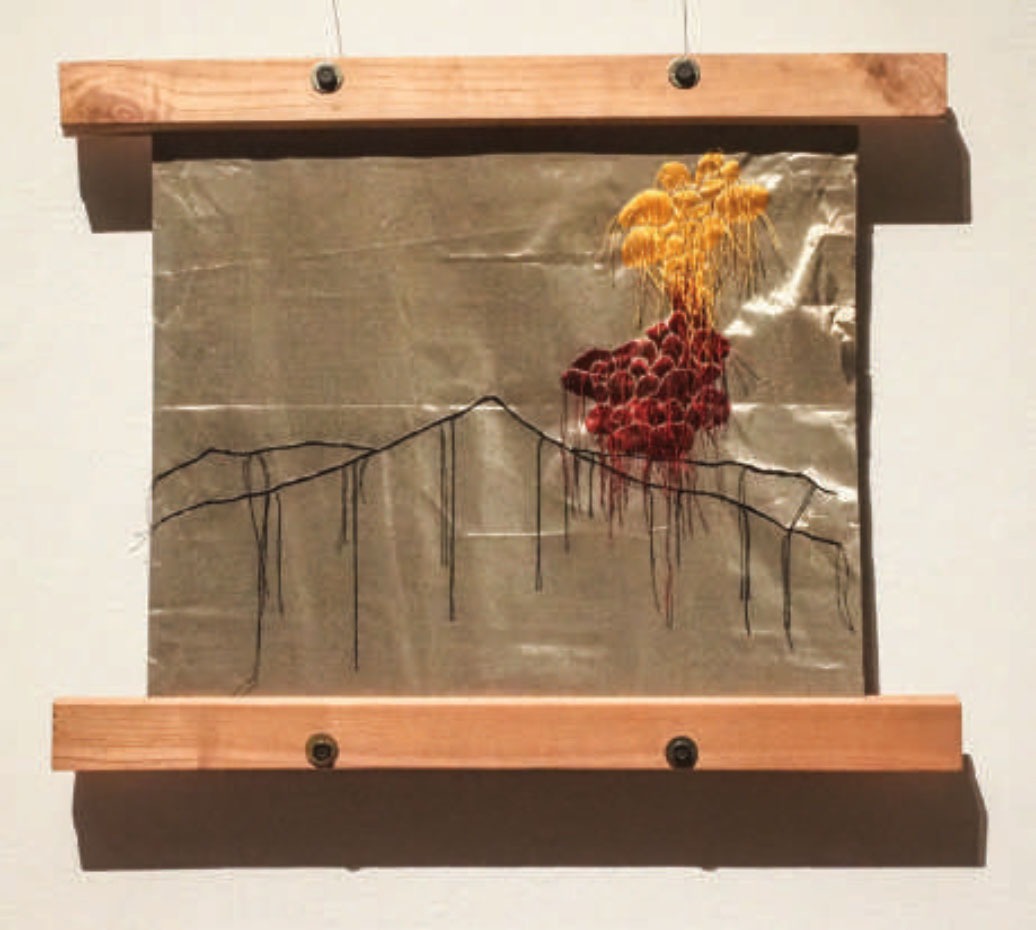 Rani Jambak, Embroidered Fabric 150 × 40 cm. Display cases 58 × 61 × 34 cm & 59 × 71 × 34 cm, 2026
