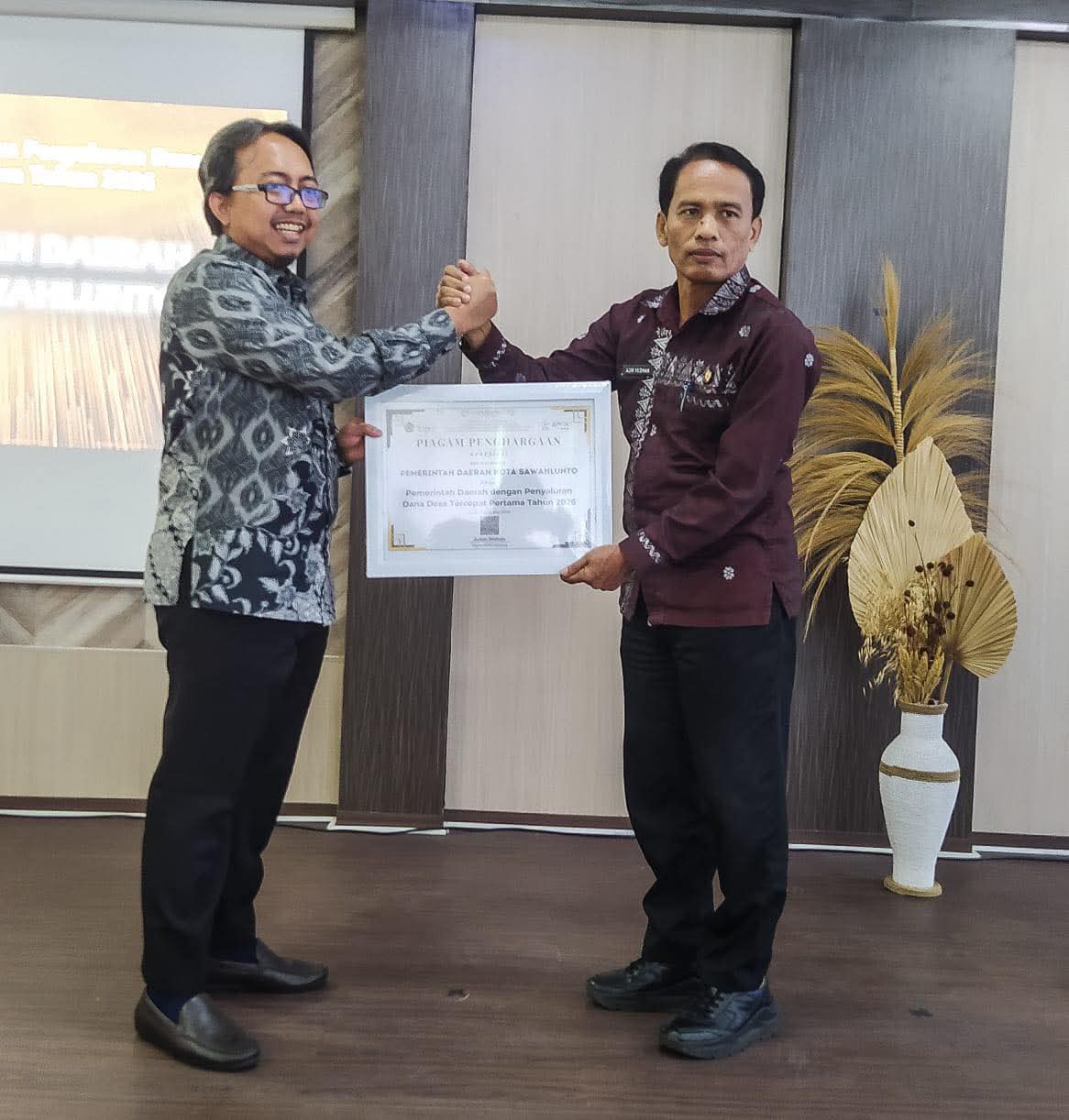 Sawahlunto Raih Penghargaan Penyaluran Dana Desa Tercepat Pertama di Sumatera Barat Tahun 2026