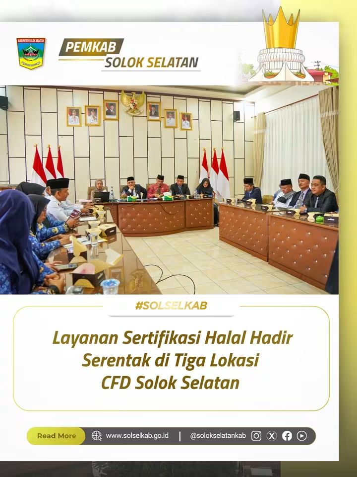 Layanan Sertifikasi Halal Hadir Serentak di Tiga Lokasi CFD Solok Selatan