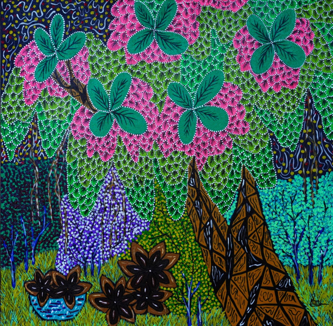 Anni Kholilah, Bunga Lawang, Akrilik 100x100 cm, 2026