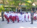 Sambut Semarak HUT RI, Satgas TMMD ke-129 Kodim 0813 Bojonegoro Gembleng PBB Siswa SD Kesongo 1