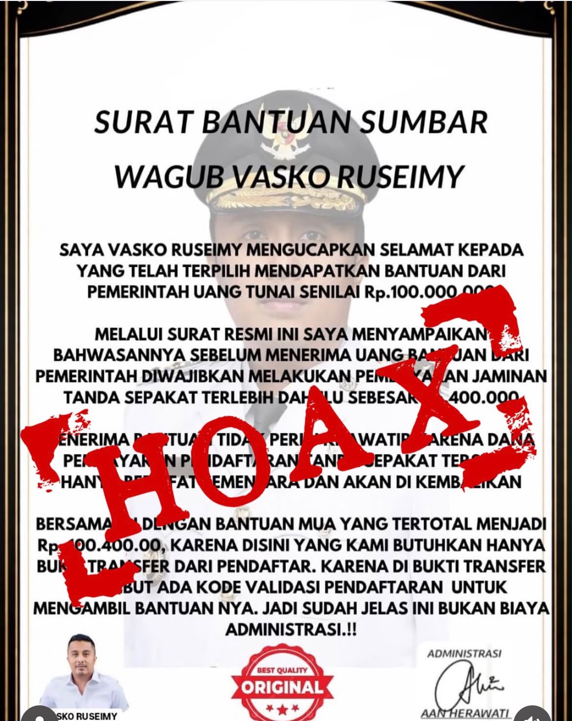 Wagub Sumbar Vasko Ruseimy Ingatkan Masyarakat Waspadai Modus Penipuan Gunakan AI dan Catut Identitas Pejabat