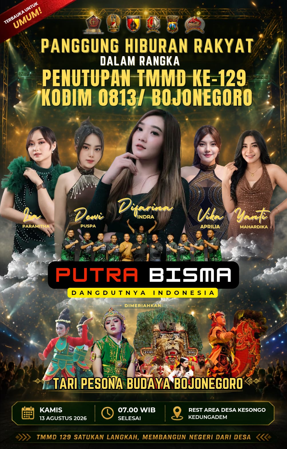 Pesta Rakyat di Kesongo, Penutupan TMMD ke-129 Kodim 0813 Bojonegoro Siap Gelar Meriah Bersama Difarina Indra dan Orkes Putra Bisma