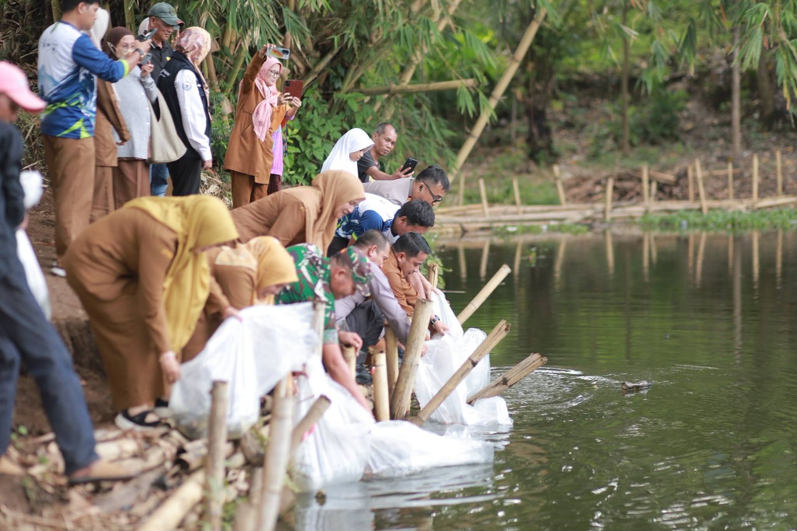 Jaga Kelestarian Perairan, Wali Kota Solok Ramadhani Kirana Putra Lepas Benih Ikan di Nan Balimo
