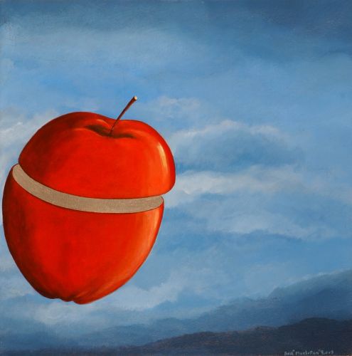 Karya dua dimensi, Apel Potong,akrilik, 40x40 cm