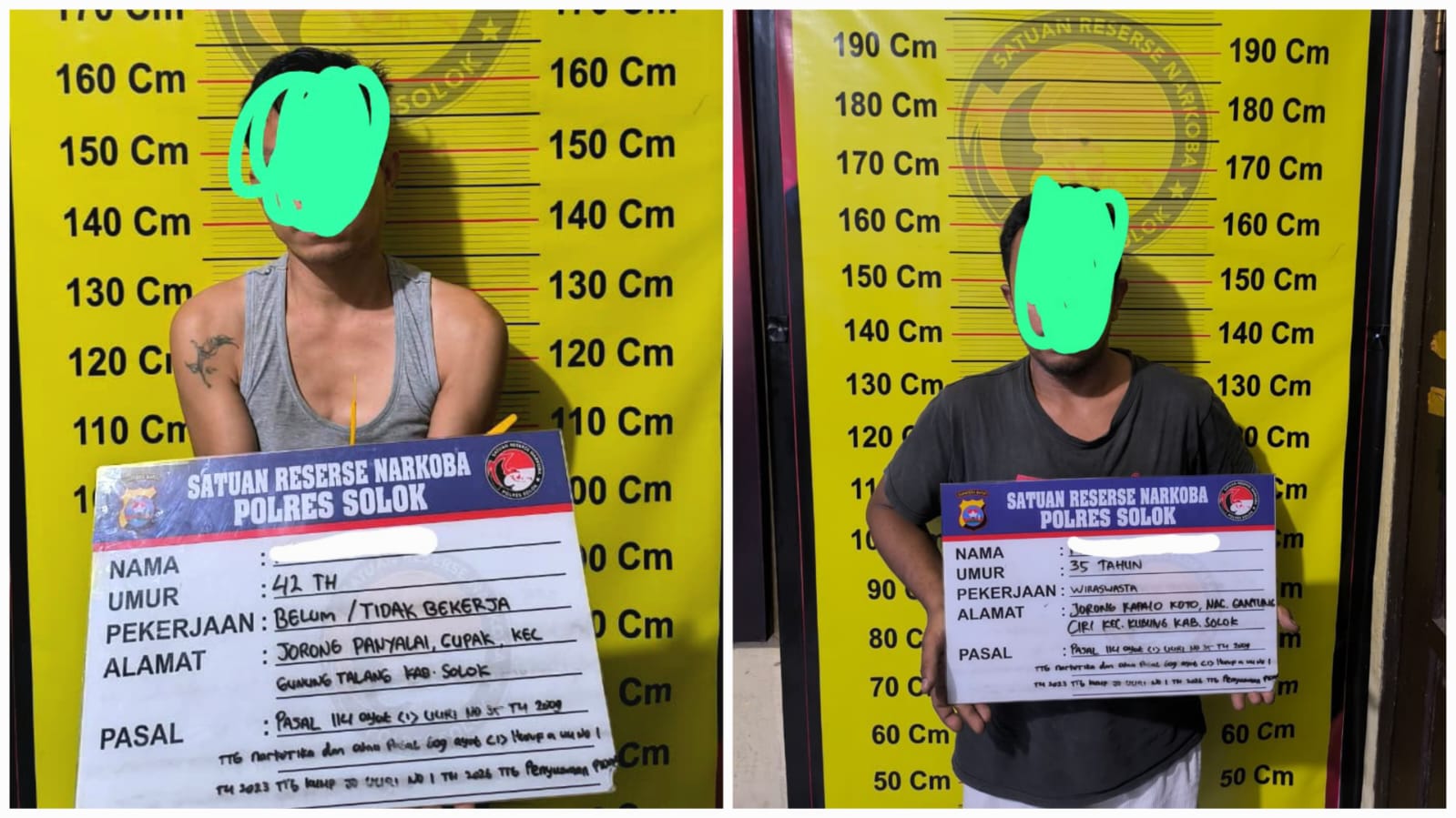 Satresnarkoba Polres Solok, Amankan Dua Pria, Delapan Paket Diduga Sabu Disita
