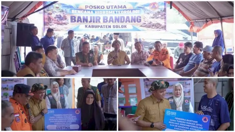 Bupati Solok Jon Firman Pandu Serahkan Bantuan untuk Korban Galodo Arosuka