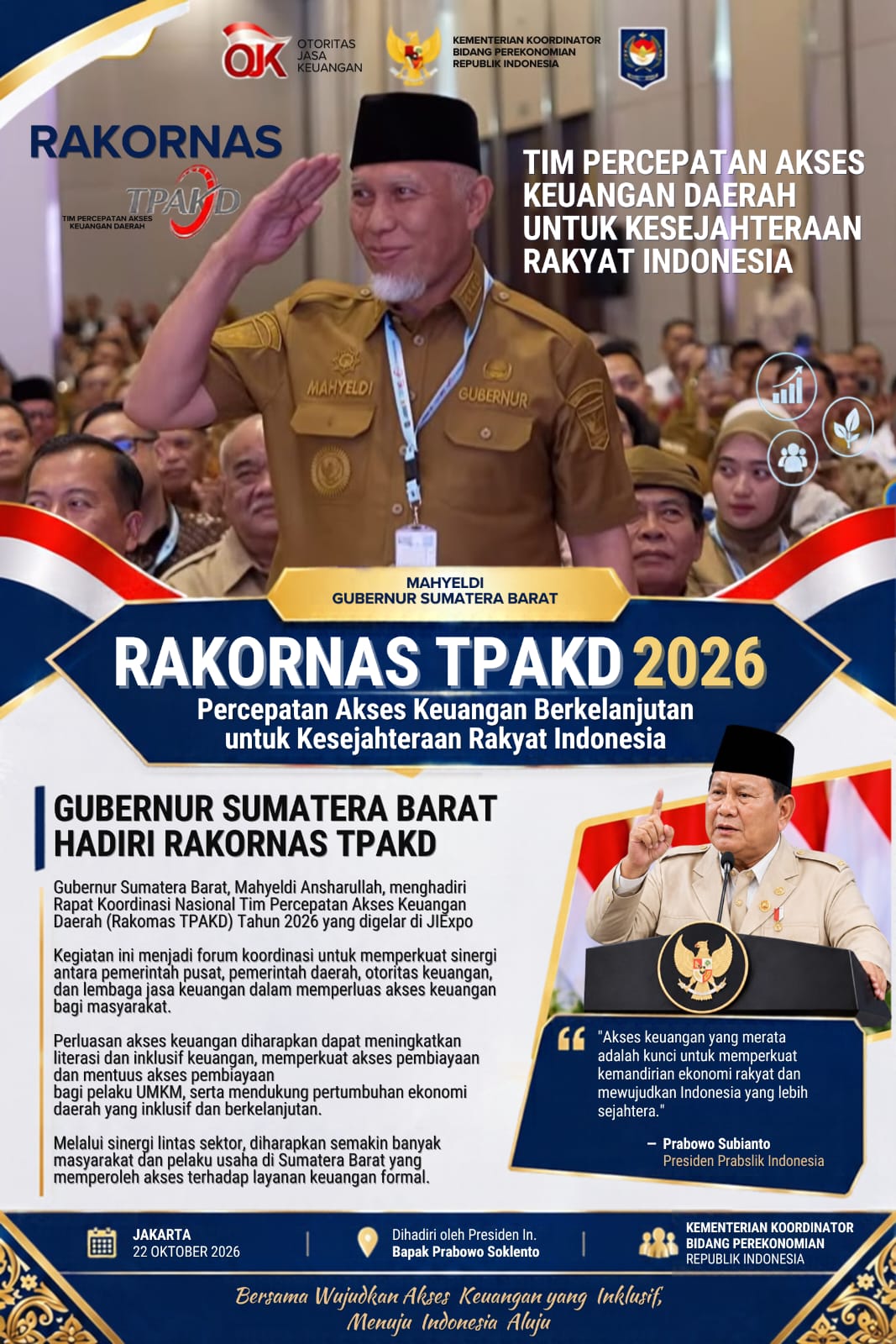 Gubernur Mahyeldi Ansharullah Dukung Perluasan Akses Keuangan untuk Kesejahteraan Masyarakat