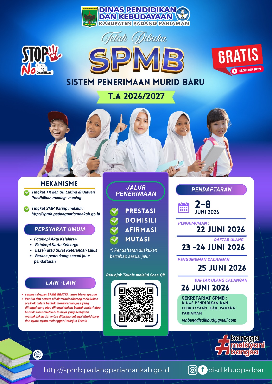 Pengumuman Resmi Peluncuran Aplikasi SIPENA BARU untuk SPMB SMP Tahun Ajaran 2026/2027 Kabupaten Padang Pariaman
